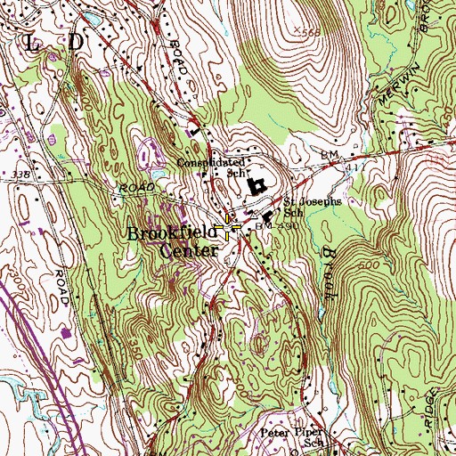 Topographic Map of Saint Josephs Brookfield Church, CT