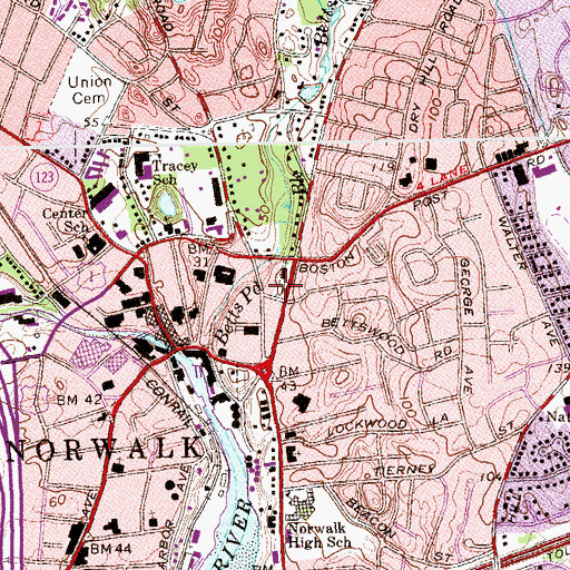 Topographic Map of Saint Pauls Cemetery, CT