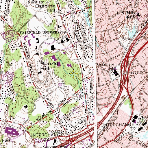 Topographic Map of Saint Robert Jesuit Residence, CT