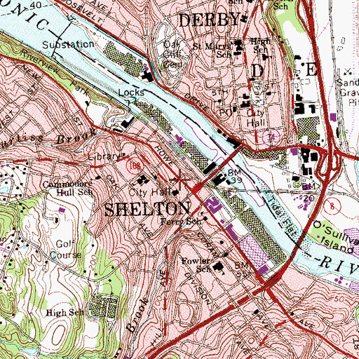 Topographic Map of Shelton Congregational Church, CT