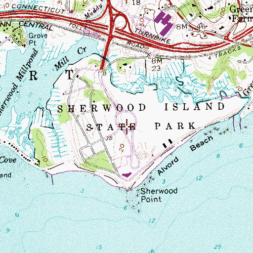 Topographic Map of Sherwood Island, CT