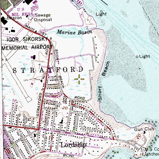 Topographic Map of Short Beach Golf Course, CT