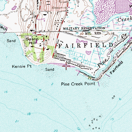 Topographic Map of South Pine Creek Beach, CT