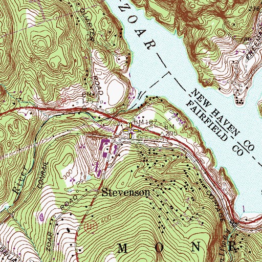 Topographic Map of Stevenson Station, CT