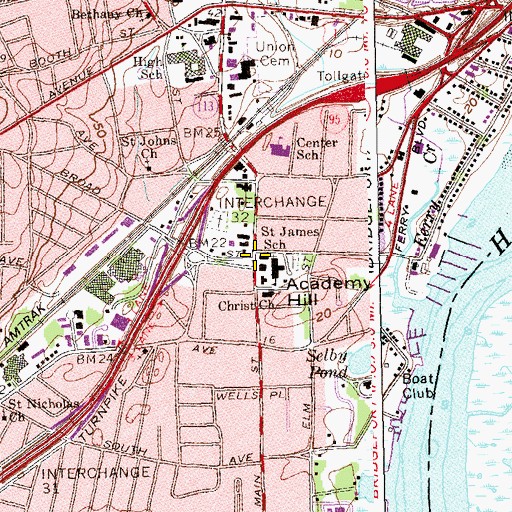 Topographic Map of Stratford Center Historic District, CT