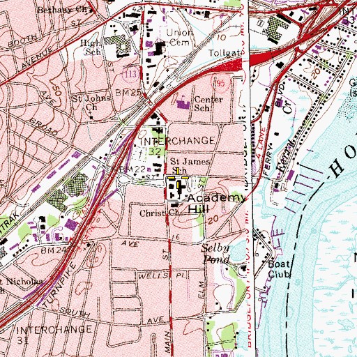 Topographic Map of Stratford Historical Academy, CT