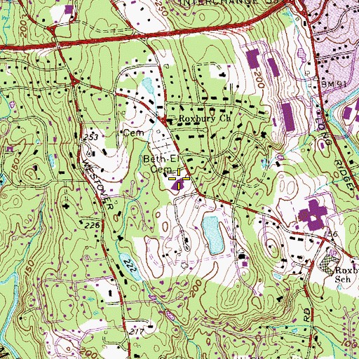 Topographic Map of Temple Beth El, CT