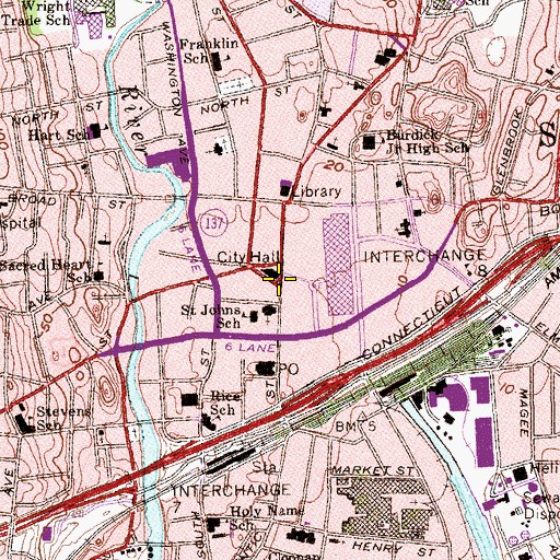 Topographic Map of Veterans Park, CT