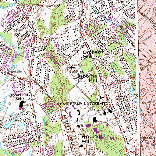 Topographic Map of Walsh Athletic Center, CT
