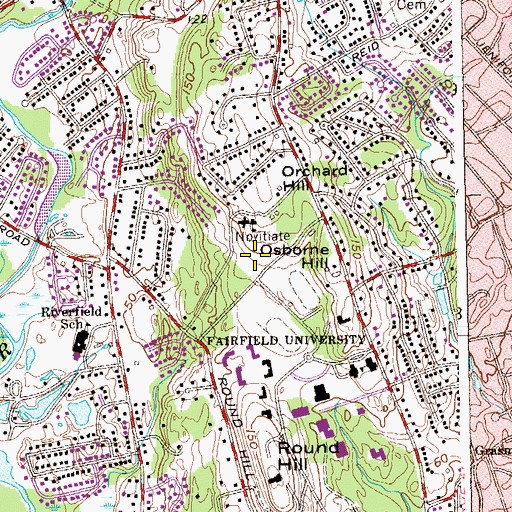Topographic Map of Walsh Athletic Center, CT