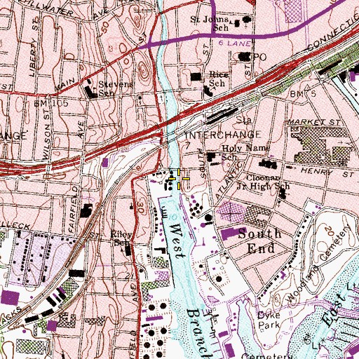 Topographic Map of Waterside Park, CT