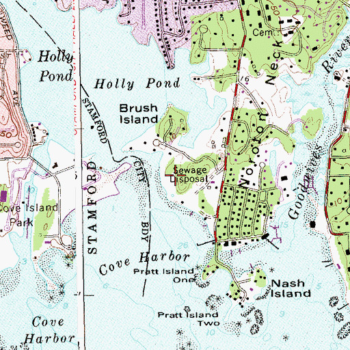 Topographic Map of Weed Beach Park, CT