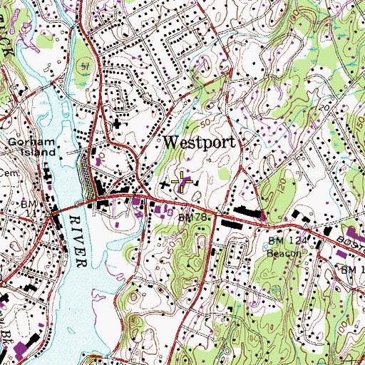 Topographic Map of Westport Post Office, CT