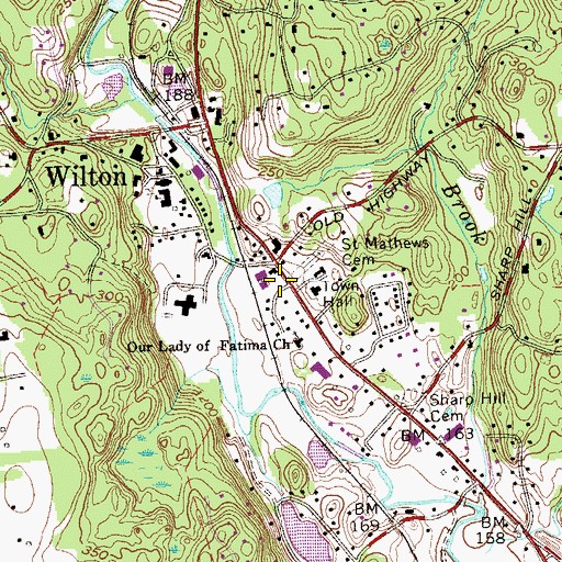 Topographic Map of Wilton Historical Society Library, CT