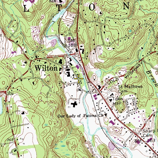 Topographic Map of Wilton Library Association, CT