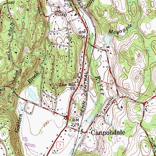 Topographic Map of Zion Hill, CT