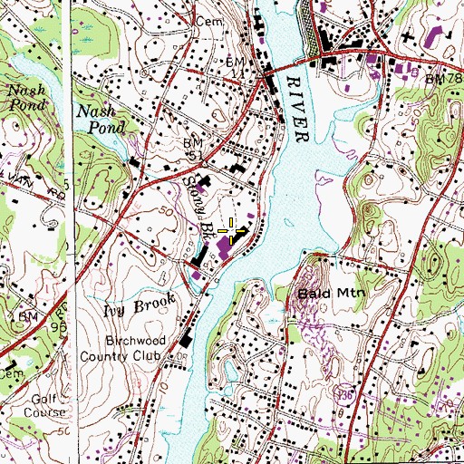 Topographic Map of Bedford Middle School, CT