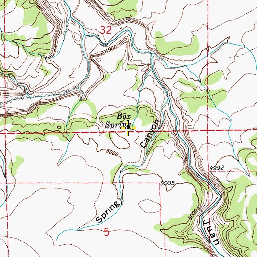 Topographic Map of Box Spring, CO