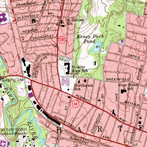 Topographic Map of Aaron Fien Square, CT
