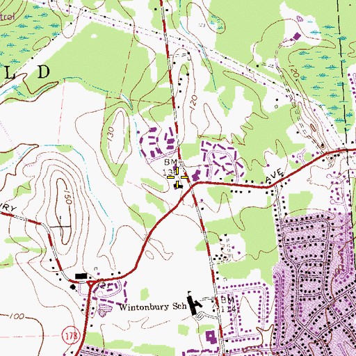 Topographic Map of Bethel African Methodist Episcopal Church, CT