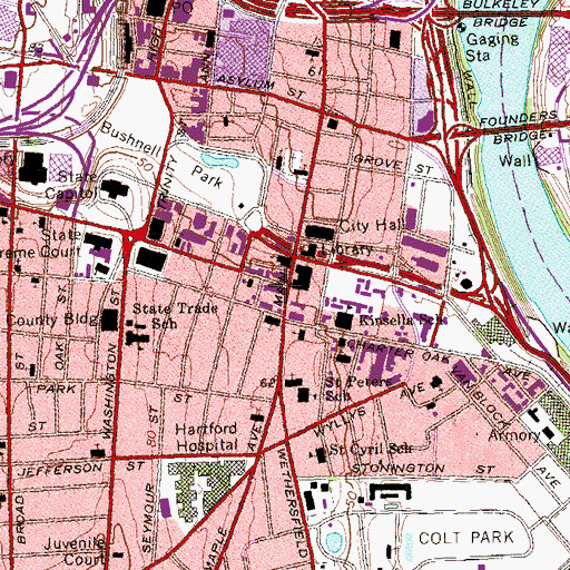 Topographic Map of Buckingham Square Park, CT