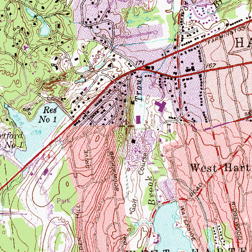 Topographic Map of Buena Vista Recreational Complex, CT
