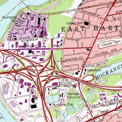 Topographic Map of Center Park, CT