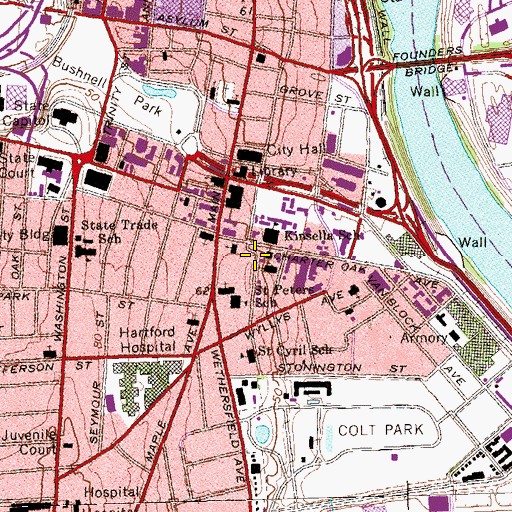 Topographic Map of Charter Oak Tree Site, CT