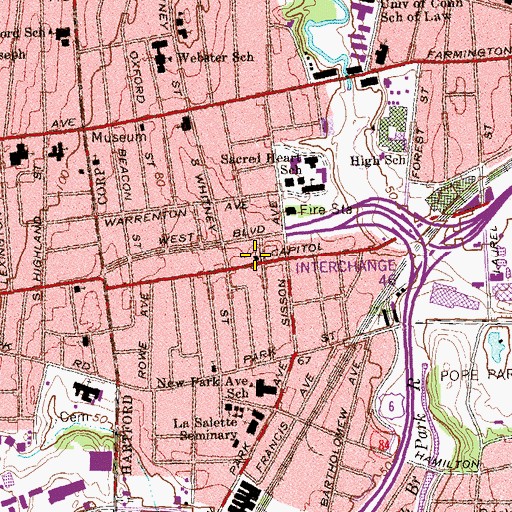 Topographic Map of Christian Fellowship Seventh Day Adventist Church, CT
