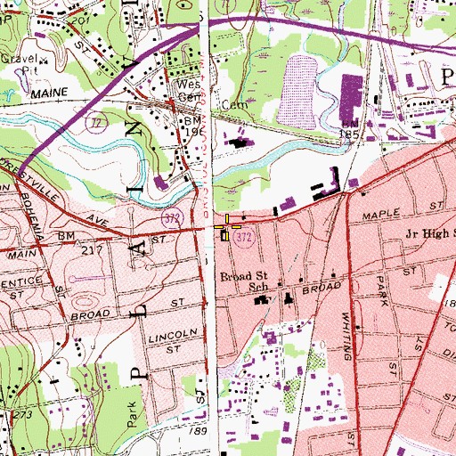 Topographic Map of Congregation Church of Plainville, CT
