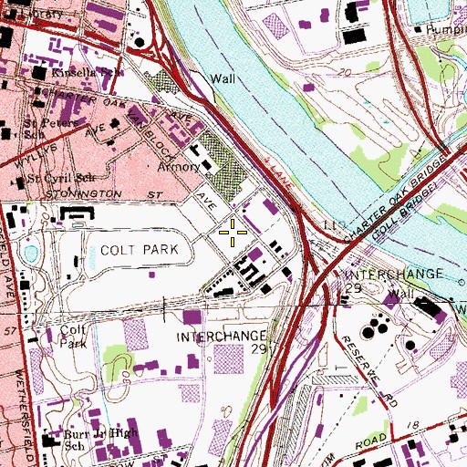 Topographic Map of Dillon Stadium, CT
