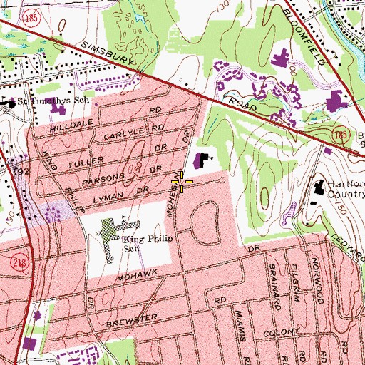 Topographic Map of Emanuel Synagogue, CT