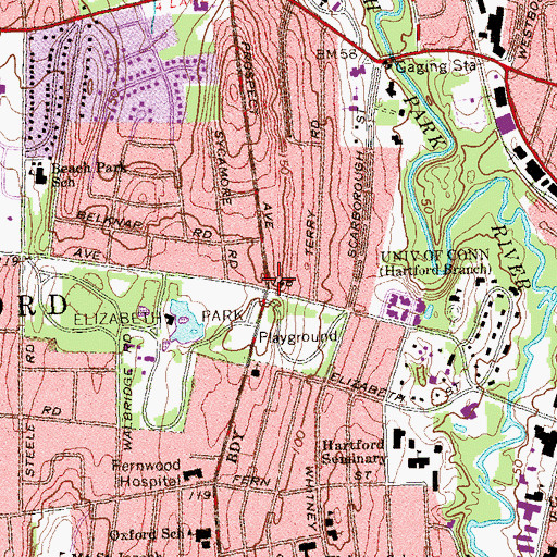 Topographic Map of Episcopal Diocese of Connecticut Diocesan Library and Archives, CT