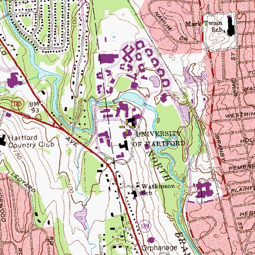 Topographic Map of Gengras Studen Union, CT