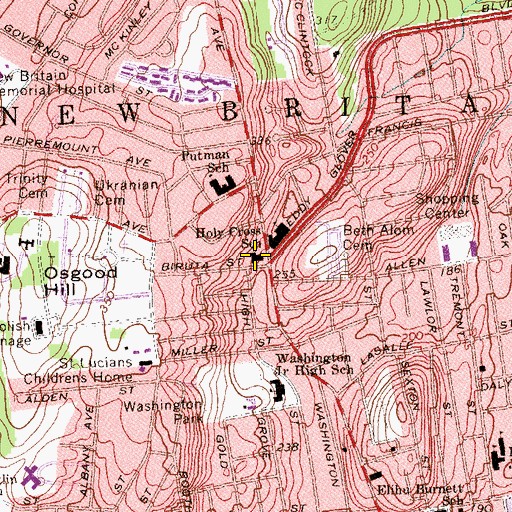 Topographic Map of Holy Cross Church, CT