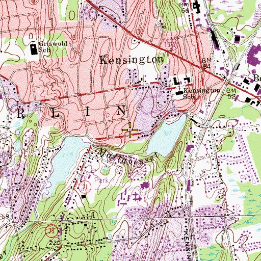 Topographic Map of Kensington United Methodist Church, CT