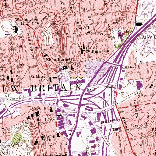 Topographic Map of New Brite Plaza Shopping Center, CT