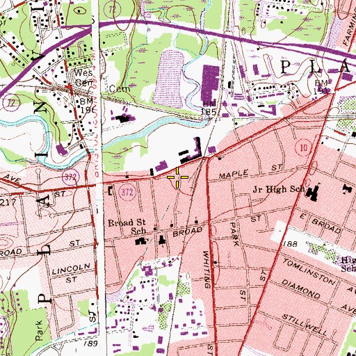 Topographic Map of Plainville Historic Center, CT