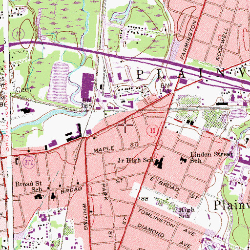 Topographic Map of Plainville Town Hall, CT