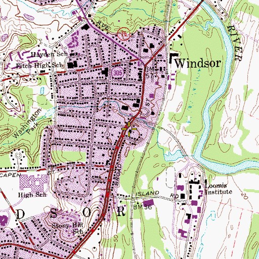 Topographic Map of Saint Gabriel Church, CT