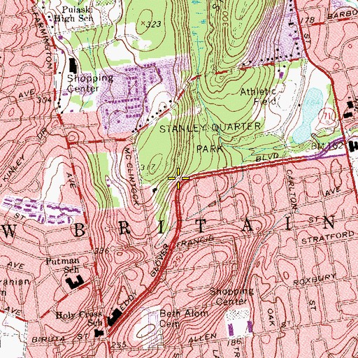 Topographic Map of Saint Josaphats Catholic Church, CT