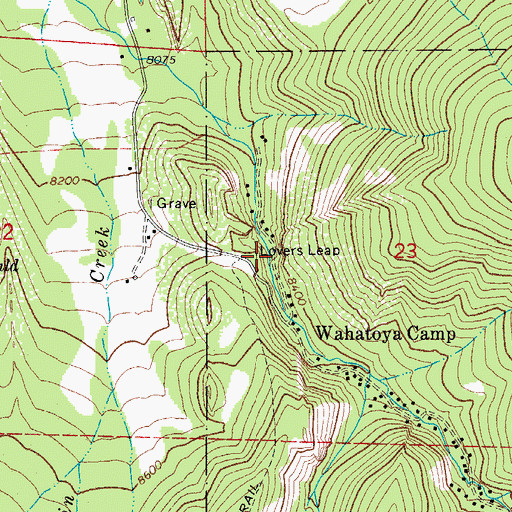 Topographic Map of Lovers Leap, CO