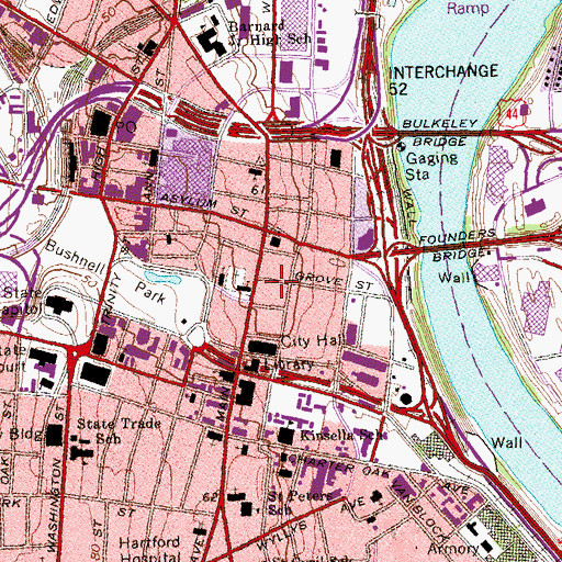 Topographic Map of Travelers Tower, CT
