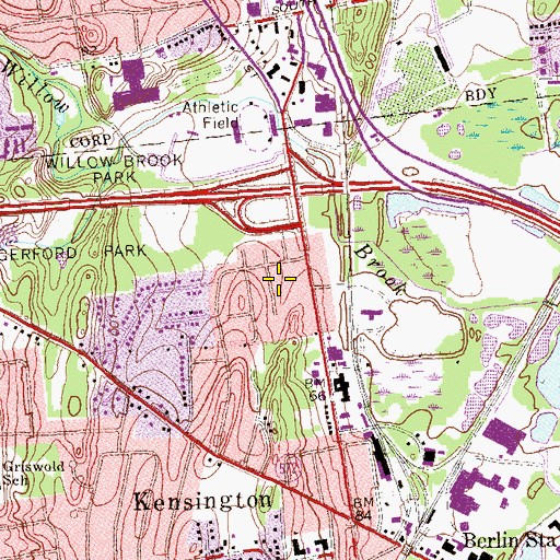 Topographic Map of Treasure Field, CT