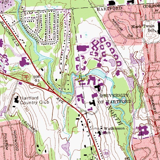 Topographic Map of Visual Arts Center, CT