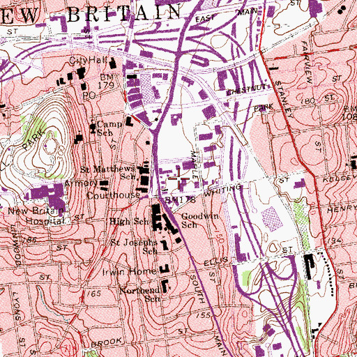 Topographic Map of Bethany Covenant Church, CT