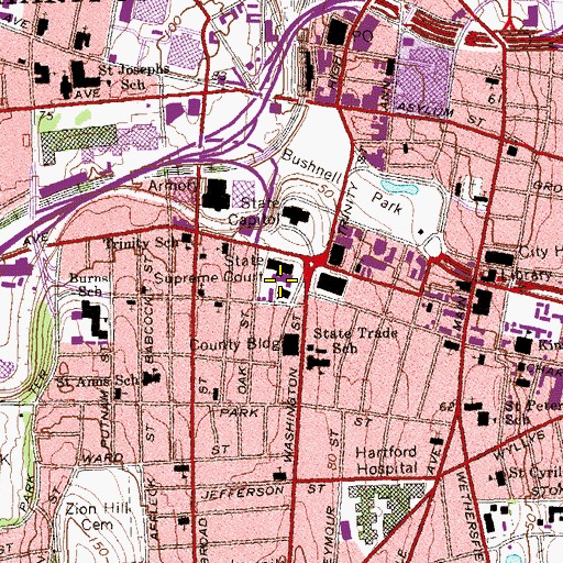 Topographic Map of Second Church of Christ Scientist, CT