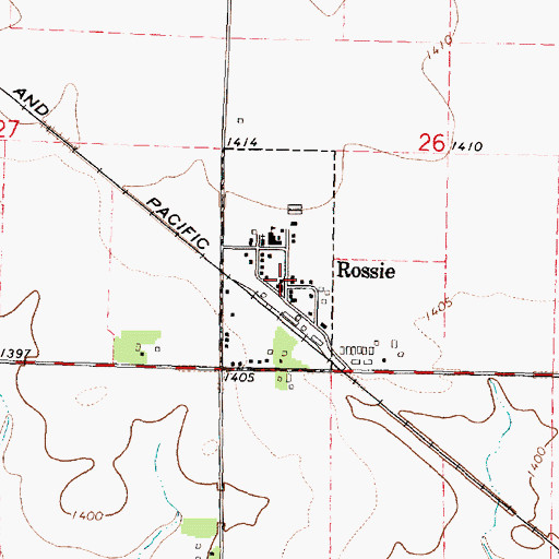 Topographic Map of Rossie Post Office (historical), IA