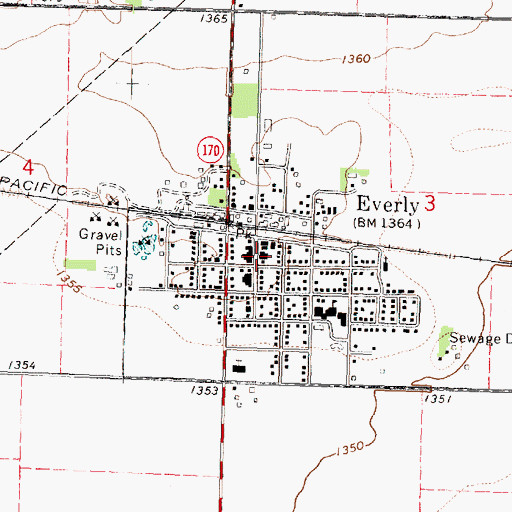 Topographic Map of Everly Public Library, IA