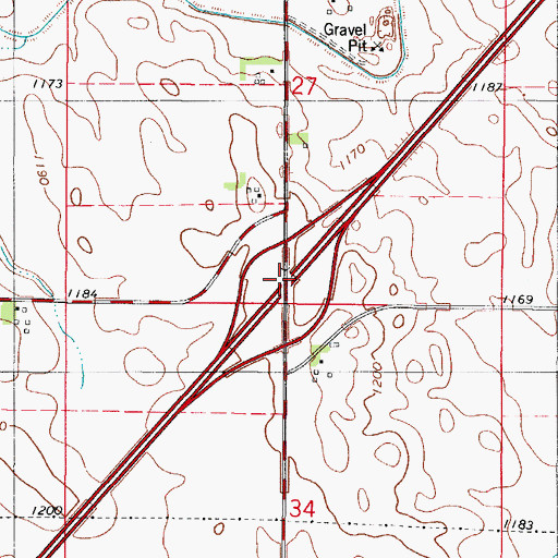 Topographic Map of Interchange 151, IA